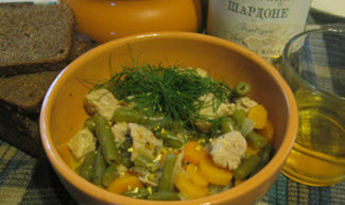 Свиное рагу с овощами. Свинья в Шардоне