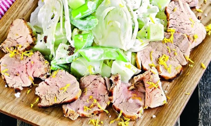 Салат из свиной вырезки с сельдереем