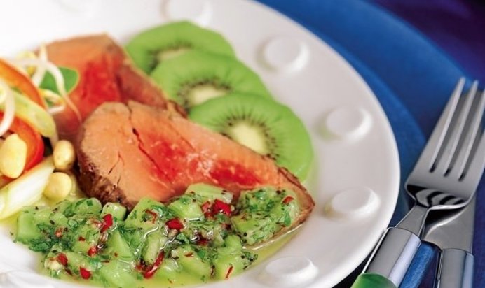 Свинина с киви и белым вином