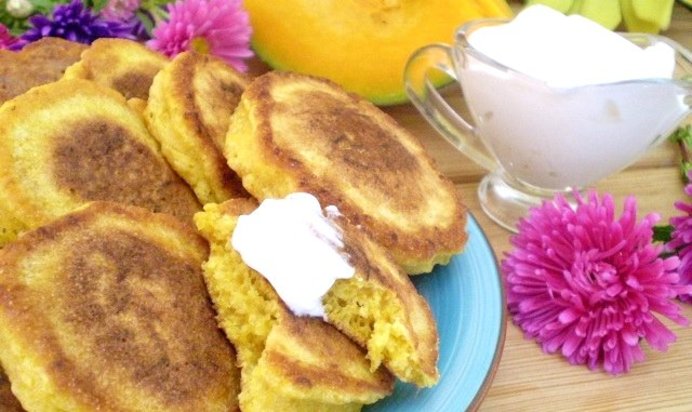 Оладьи из тыквы с манкой