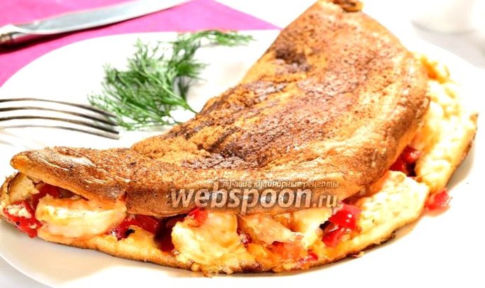 Омлет с тигровыми креветками