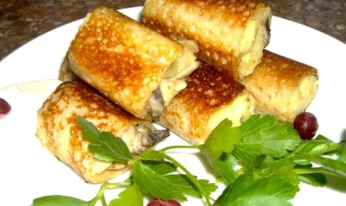 Блины с картошкой и грибами