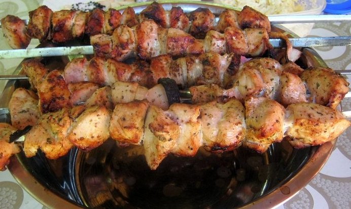 Шашлык из курицы с лимоном
