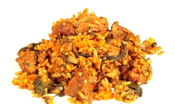 Рис с мясом и овощами на пару