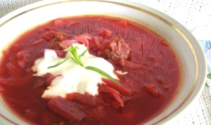 Борщ с копчеными ребрышками