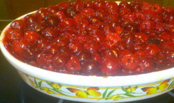 Творожная запеканка с рисом и вишней