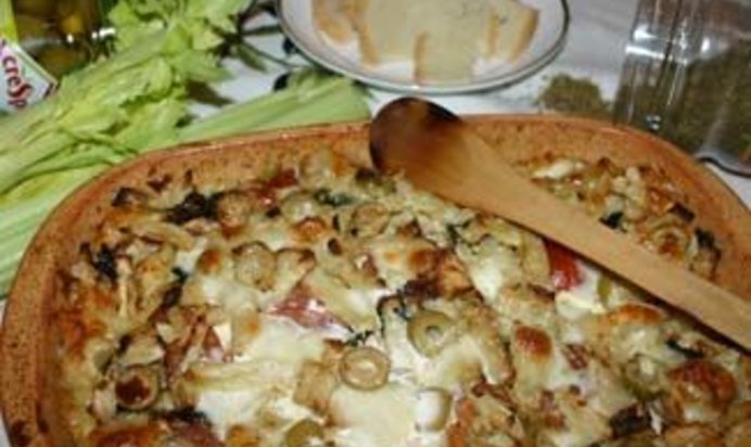 Пикантная хлебная запеканка