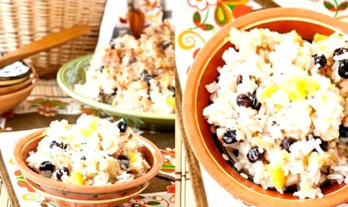 Плов с тыквой и фруктами