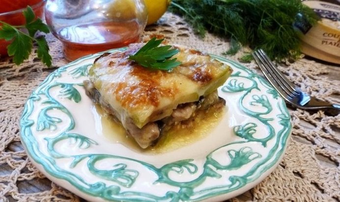 Лазанья из кабачков и баклажанов