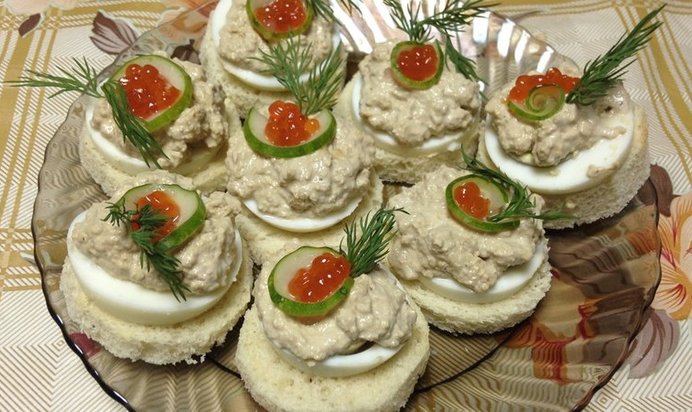 Бутерброды с печенью трески