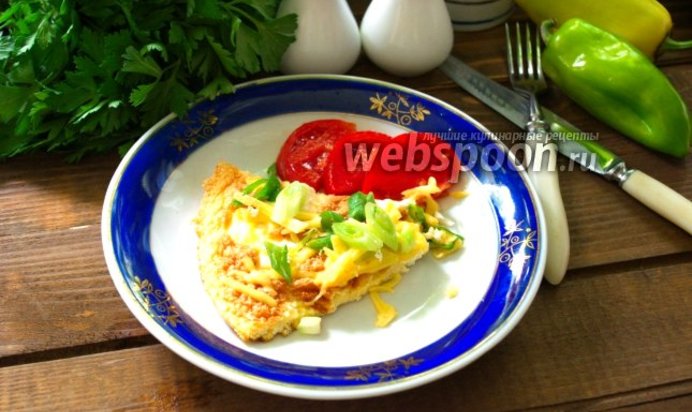 Омлет с сыром, перцем и зелёным луком