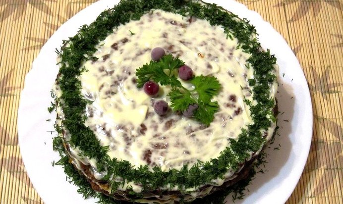 Классический торт из печенки