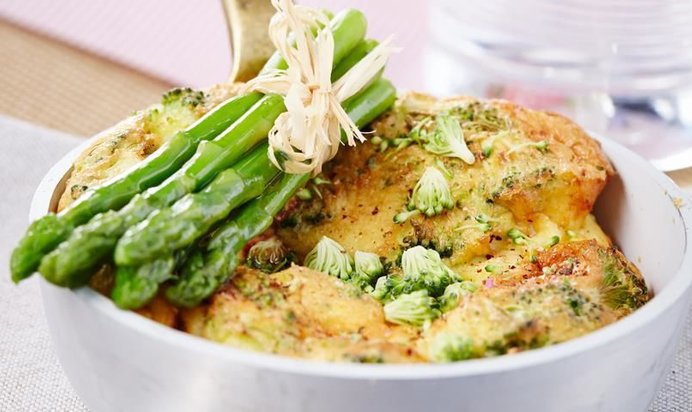 Омлет с брокколи, спаржей и шпинатом от Михаила Кукленко