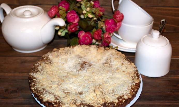 Творожная запеканка с песочным тестом