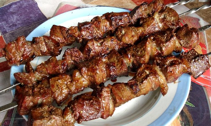 Шашлык из говяжьей печени