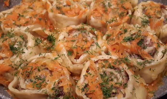 Ленивые пельмени-штрудельки