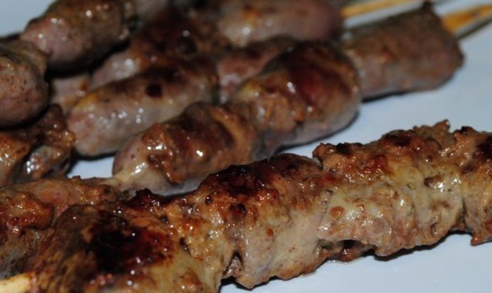 Шашлык из куриных сердечек