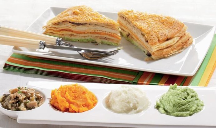 Блинный торт с грибами и овощами