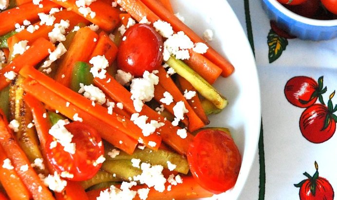 Тушеные овощи с фетой