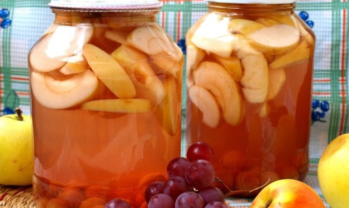 Компот из яблок с виноградом на зиму