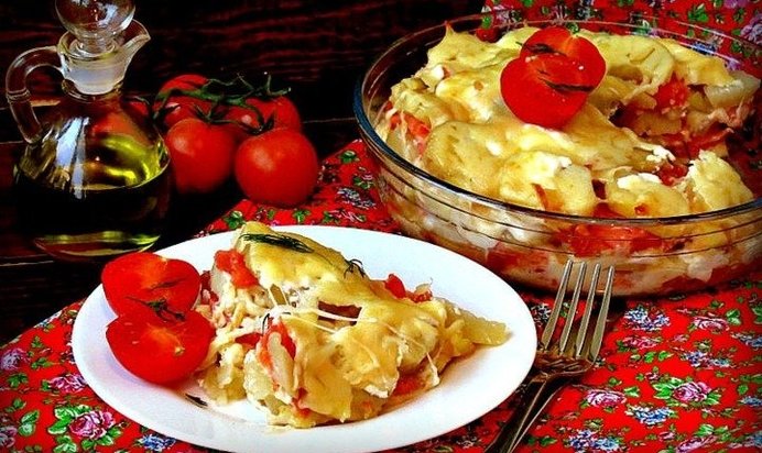 Запеканка из картофеля и форели