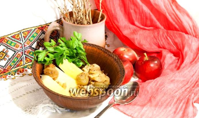 Куриная грудка с горчицей, яблоками и виноградом