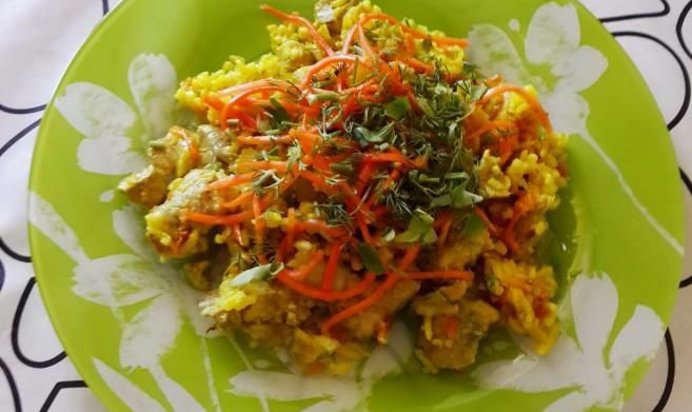 Плов в мультиварке скороварке с курицей