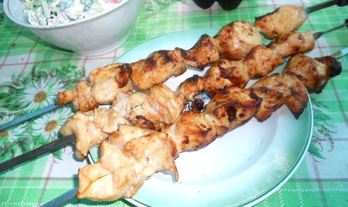 Сочный шашлык из куриной грудки