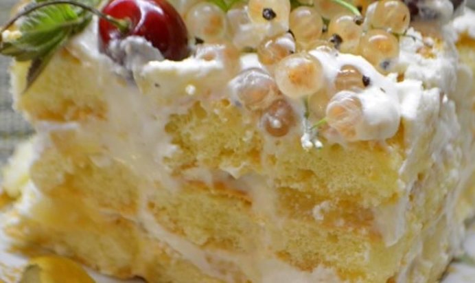 Летний торт из печенья савоярди