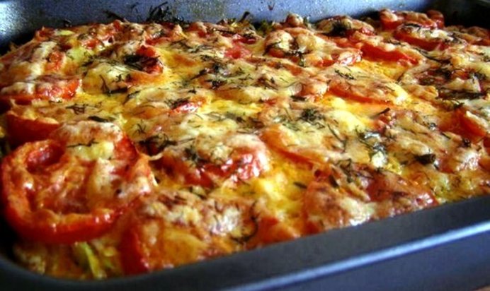 Запеканка из кабачков с фаршем и помидорами