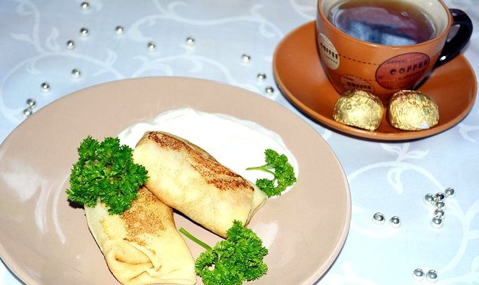 Блины на простокваше с мясом