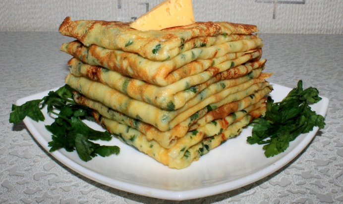 Сырные блинчики с петрушкой