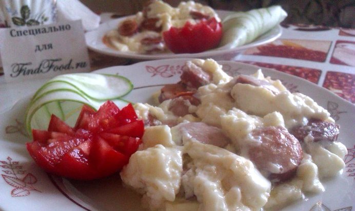 Омлет с сосисками