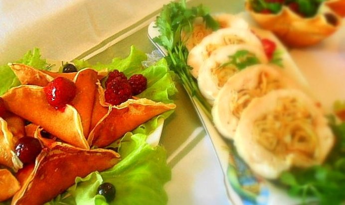 Блинчики с грибами и сыром