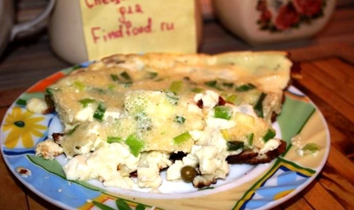 Омлет с зеленым луком и горошком