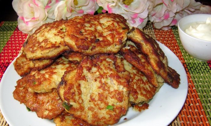 Кабачковые оладьи с мясным фаршем