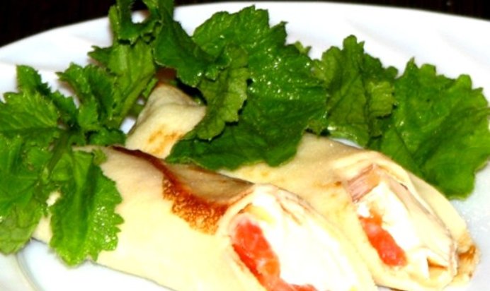 Блинчики с рыбой и сыром