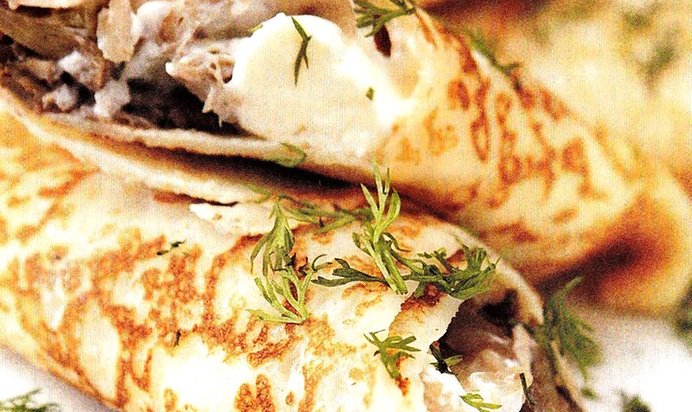 Блинчики с курицей и сыром