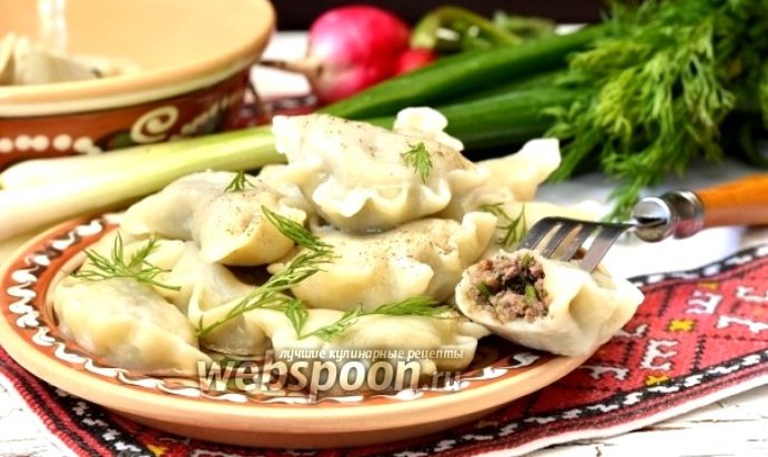 Вареники с куриными сердечками и укропом