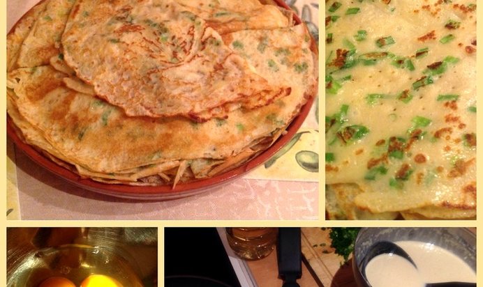 Блинчики с зеленым луком и сыром