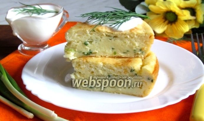 Запеканка на кефире с зелёным луком