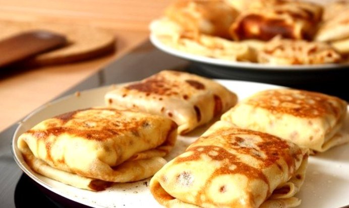 Блинчики с грибами и яйцом