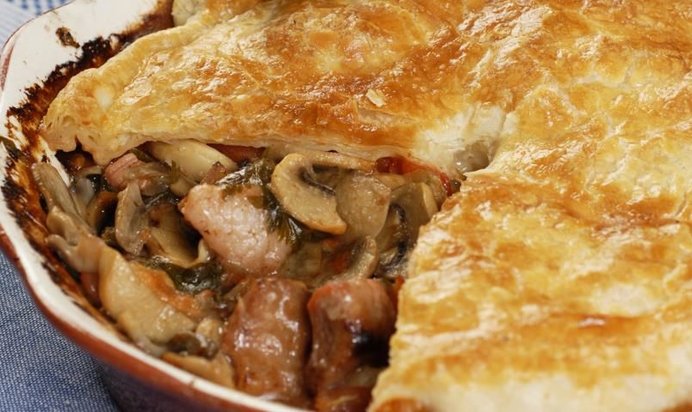 Запеканка с мясом и грибами