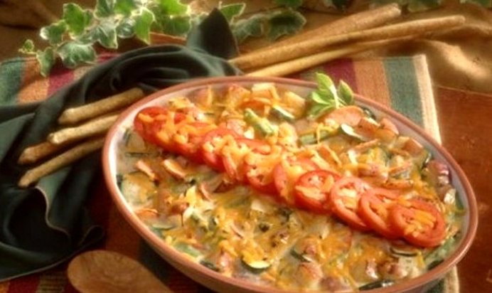 Овощная запеканка с фаршем