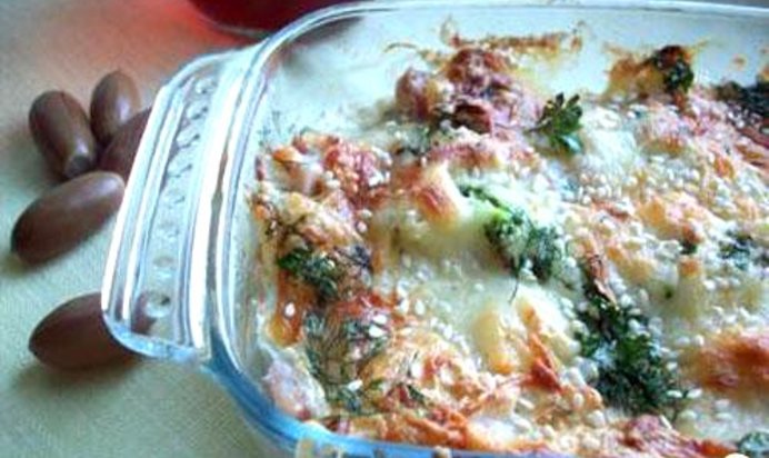 Запеканка из брокколи с ветчиной