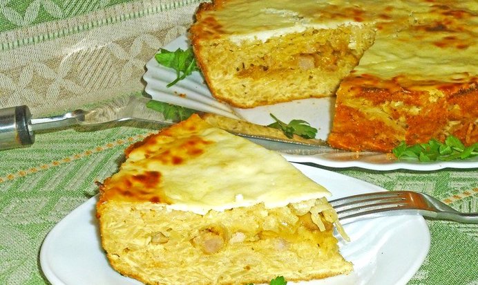 Запеканка из капусты с мясной начинкой