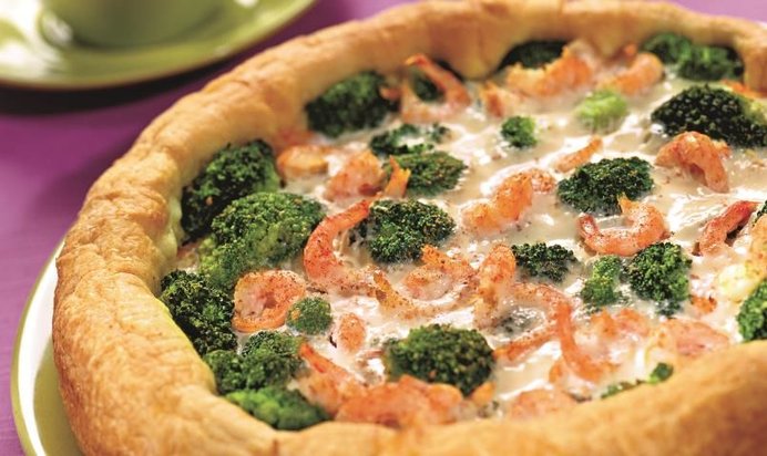 Торт с брокколи и креветками