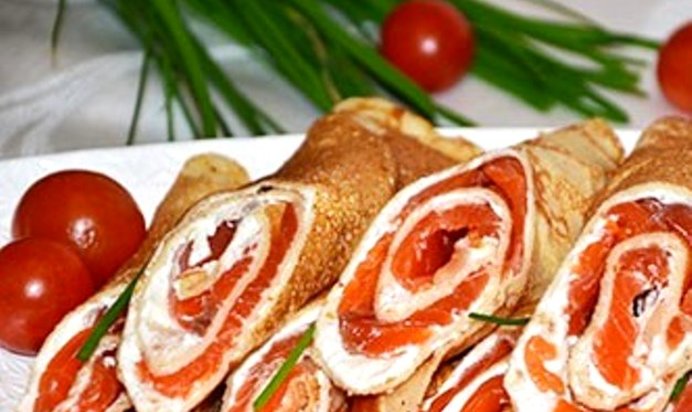 Блинные рулеты с рыбой