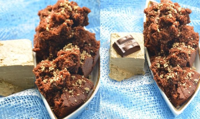 Шоколадный кекс с халвой