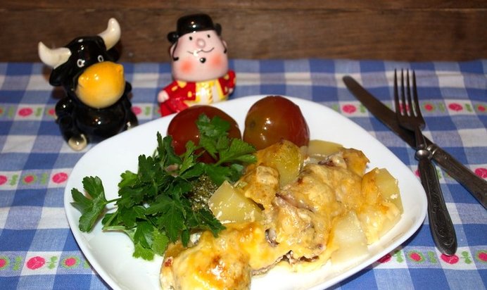 Запеканка с брокколи и курицей